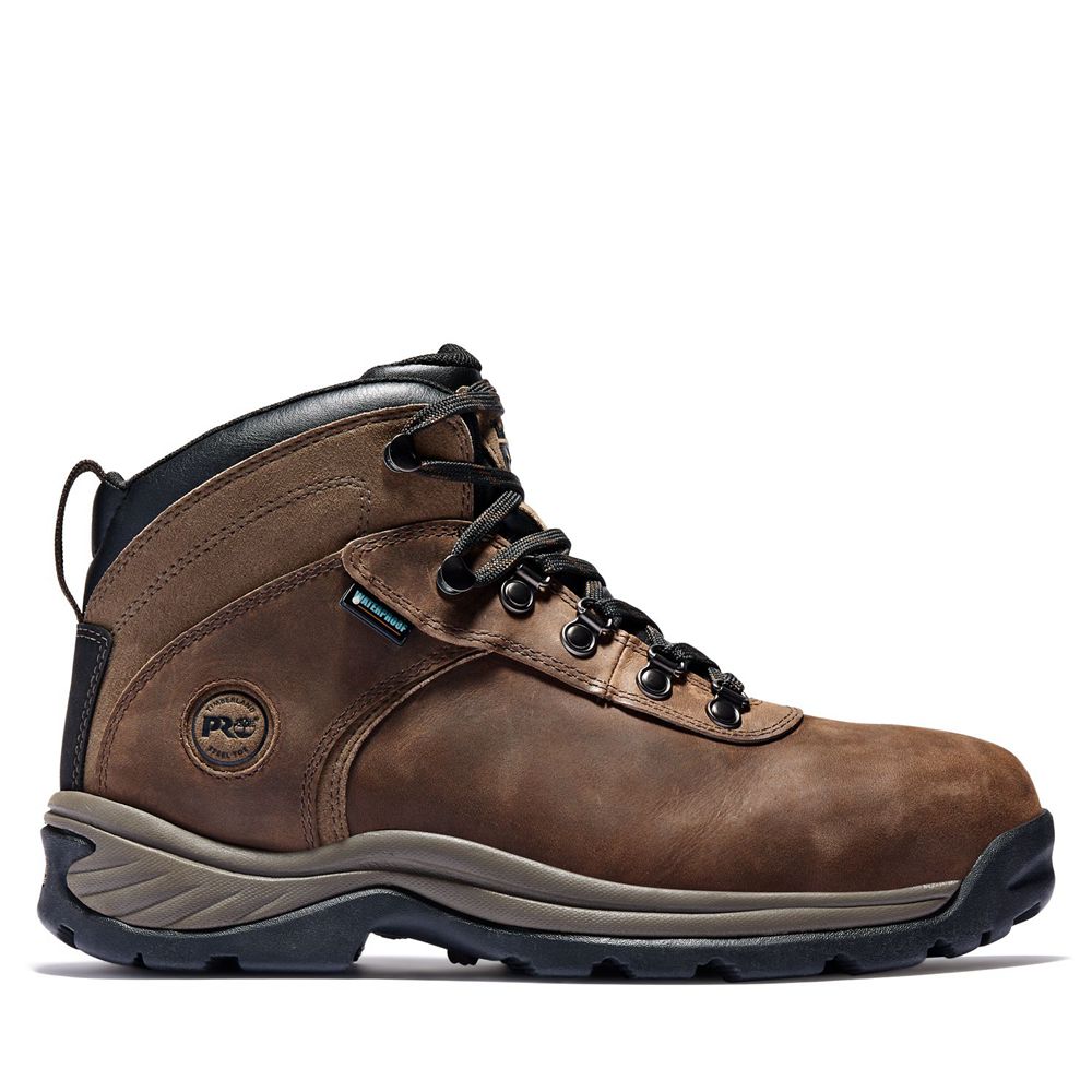 Timberland Μποτακια Εργασίας Ανδρικα Καφε/Μαυρα - Pro® Flume Waterproof Steel-Toe - Greece 1906853-L